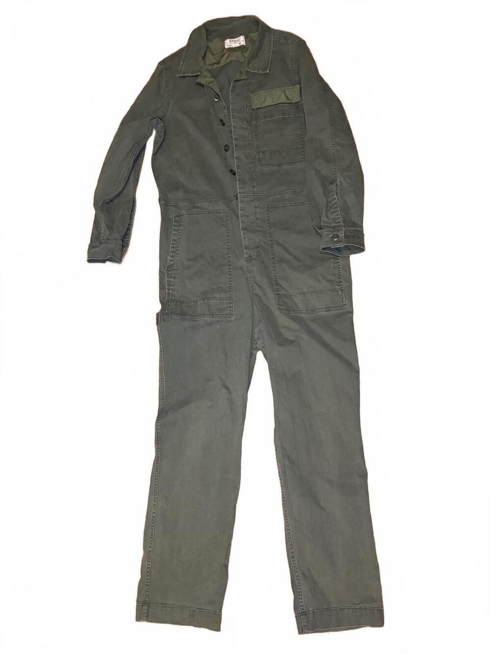 Stoic Men’s Olive Green Utility Coverall Jumpsuit M Streetwear Model Off Duty